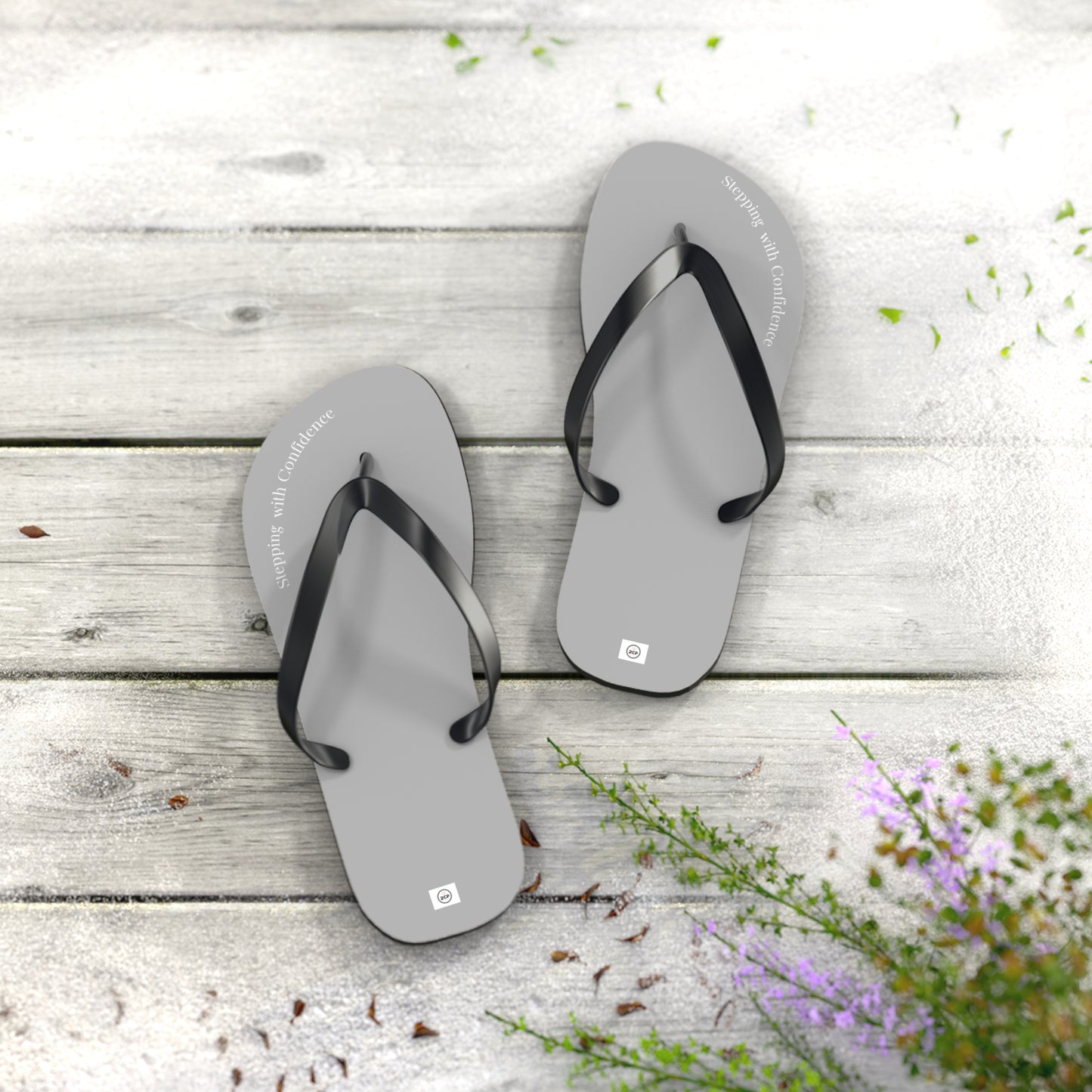 Stepping With Confidence-LIght Grey Flip Flops
