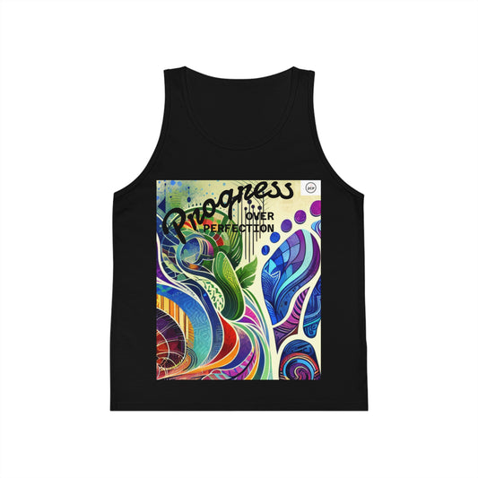 Colorful Kids Jersey Tank Top - "Progress Over Perfection"