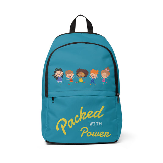 Empowering Kids Fabric Backpack - Packed with Power, School Bag, Children’s Backpack, Trendy Rucksack, Birthday Gift, Fun Travel Gear