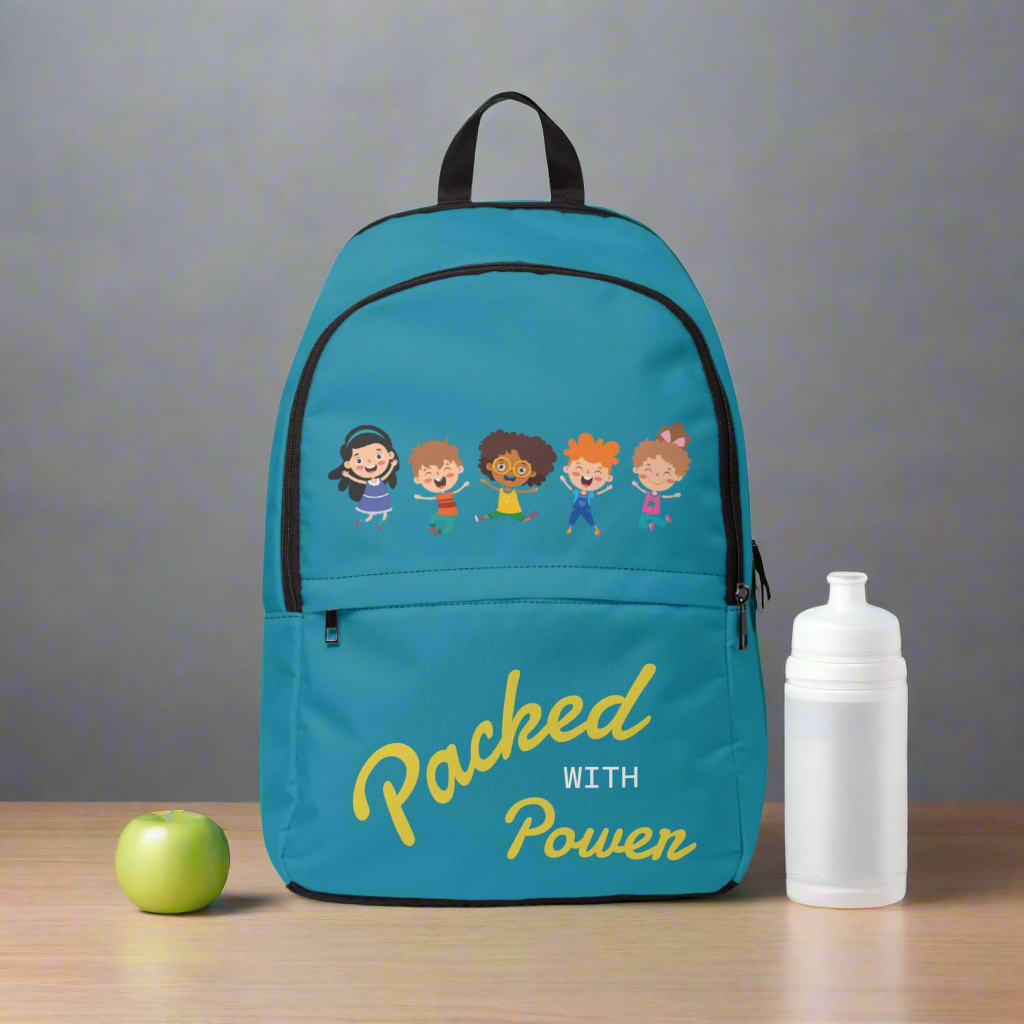 Empowering Kids Fabric Backpack - Packed with Power, School Bag, Children’s Backpack, Trendy Rucksack, Birthday Gift, Fun Travel Gear