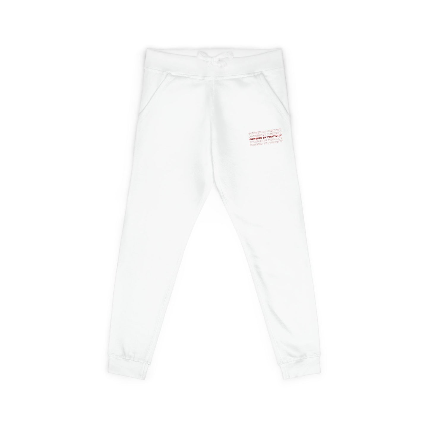 "Powered by Positivity" Cozy Embroidered Unisex Fleece Sweatpants, Comfortable Loungewear, Casual Streetwear, Perfect Gift for Any Occasion, Relaxing At Home
