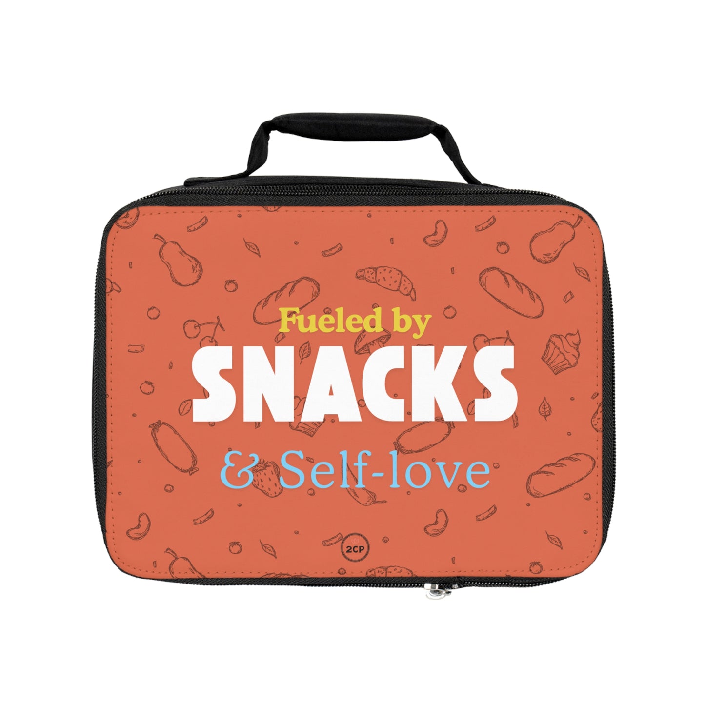 " Fueled by snacks & self love" Snack Lovers Lunch Bag - Perfect for Work, School, Picnics, or Self-Love Days | Insulated, Fun Design, Gift for Foodies, Kids, Adults