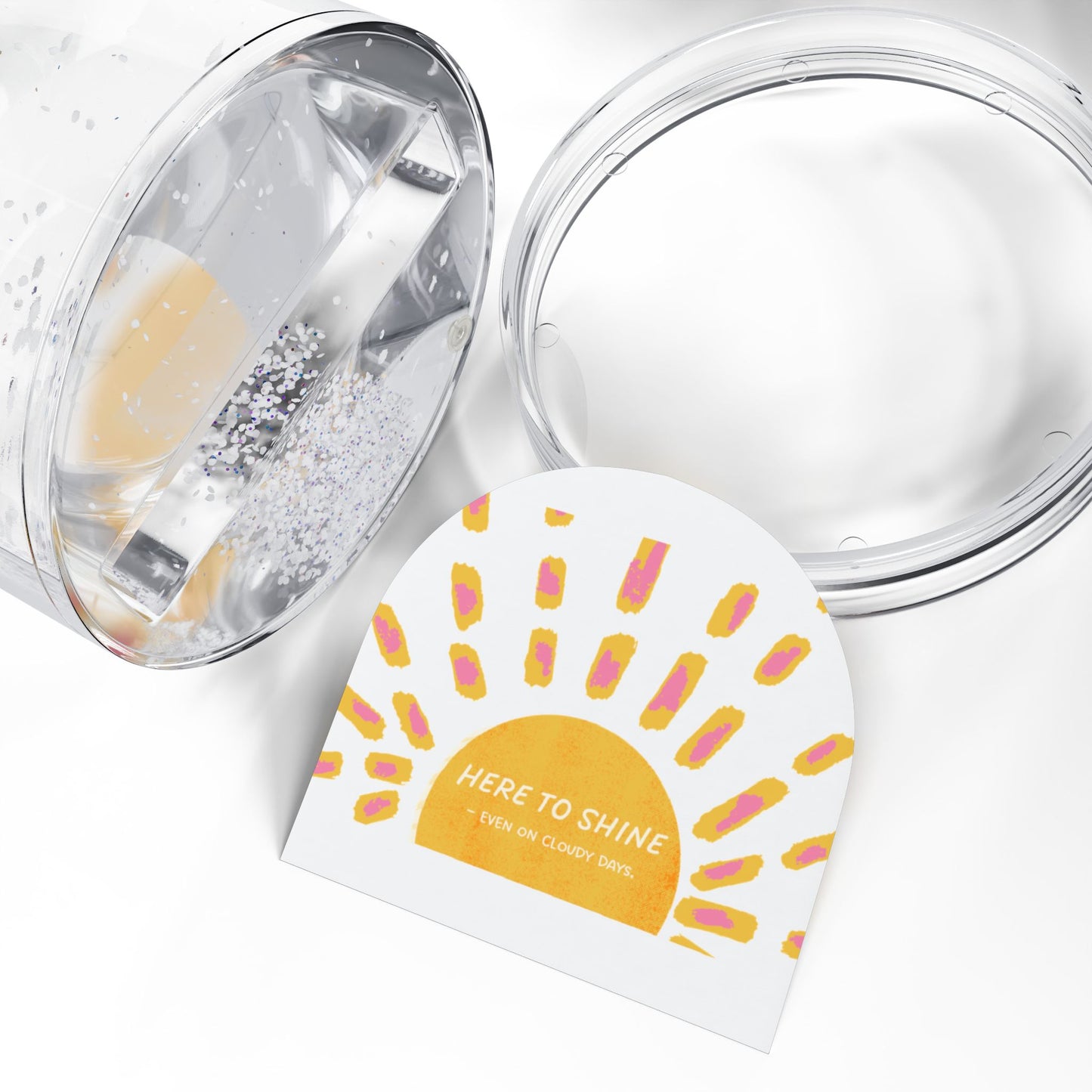 Snow Globe — “Here to Shine” Sunburst Motivational Keepsake