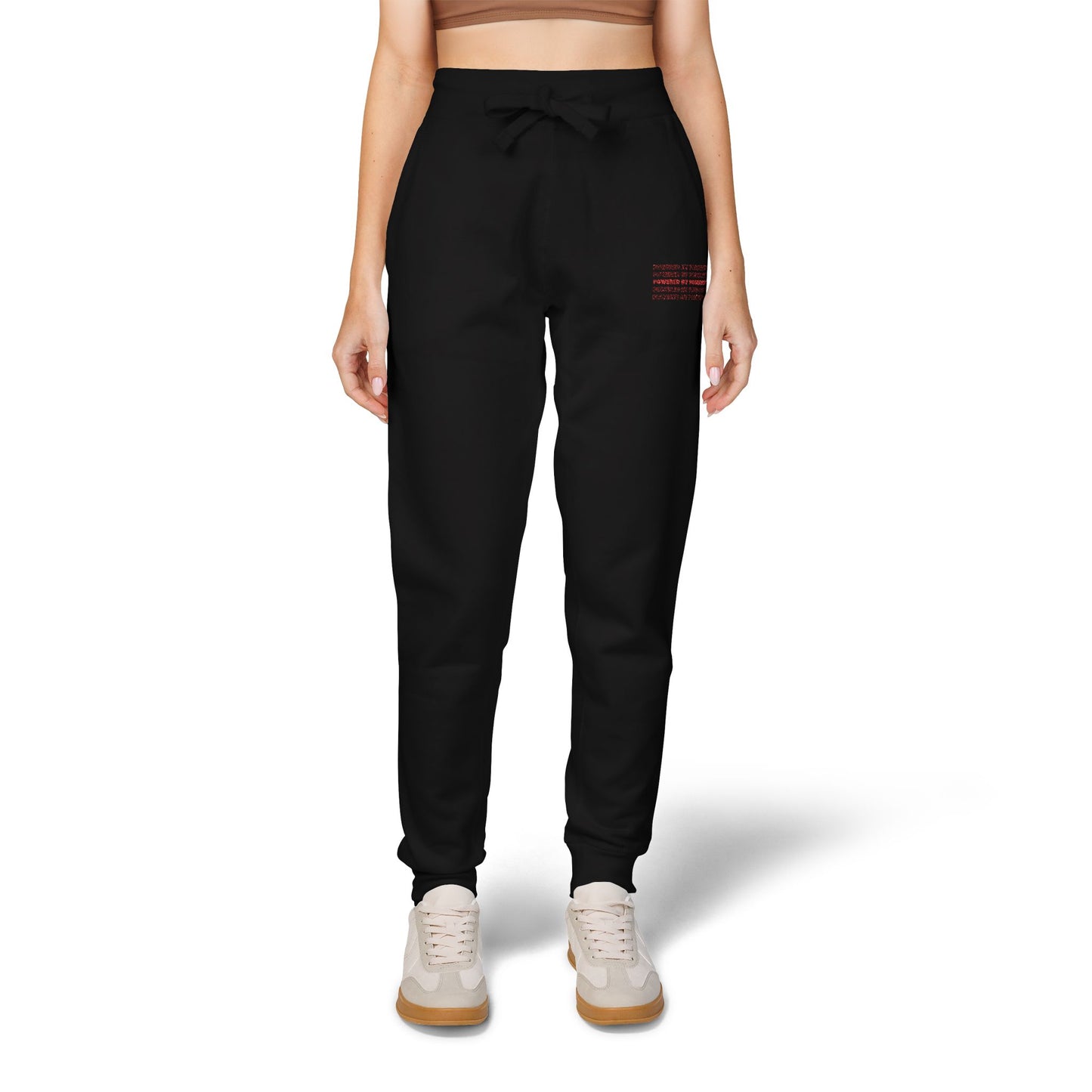 "Powered by Positivity" Cozy Embroidered Unisex Fleece Sweatpants, Comfortable Loungewear, Casual Streetwear, Perfect Gift for Any Occasion, Relaxing At Home