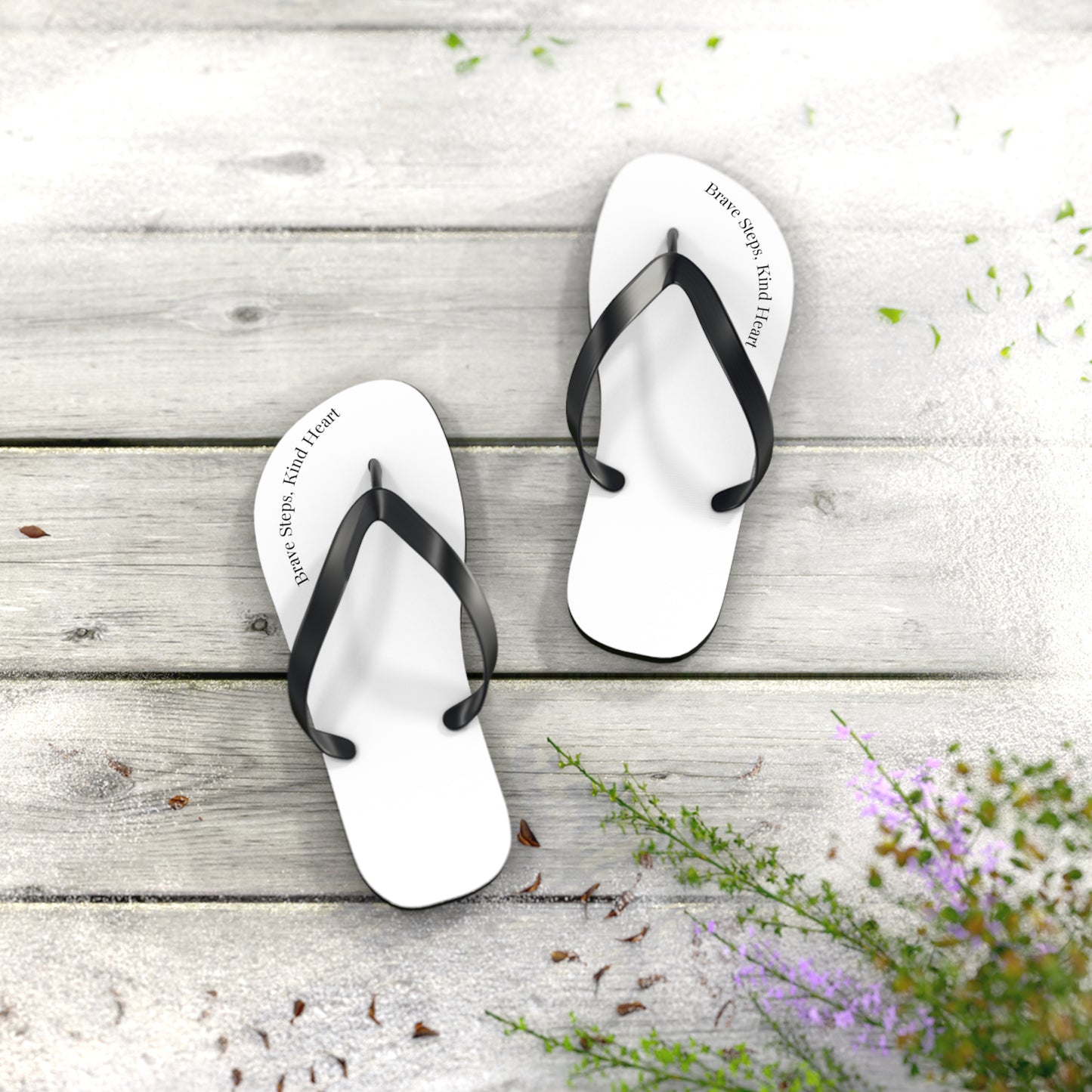 Brave Steps, Kind Heart, Flip Flops for Relaxation, Beach Days, Summer Fun, Perfect Gift, Casual Comfort