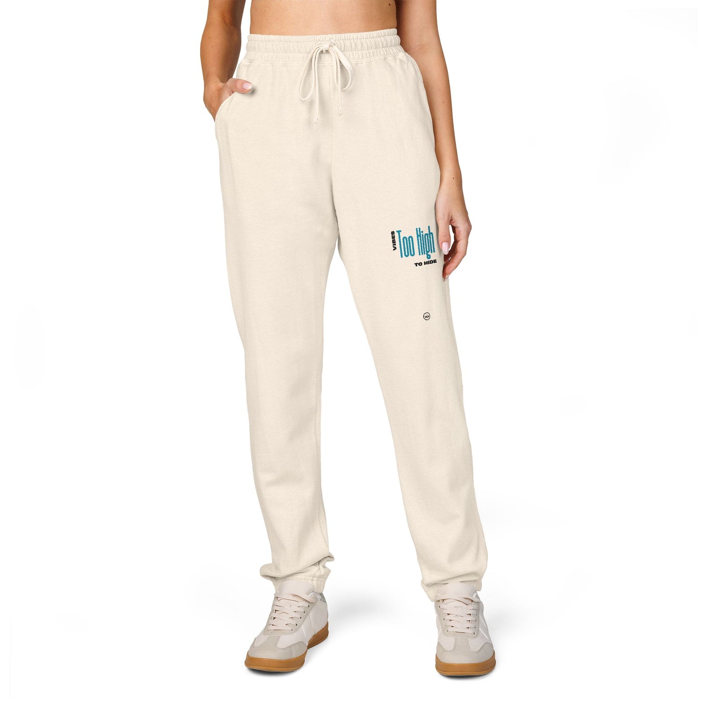 "Vibes Too High To Hide" Garment-Dyed Fleece Sweatpants | Cozy Sweatpants for Relaxation, Jogging, Casual Wear, Gift for Her, Comfortable Lounge Pants