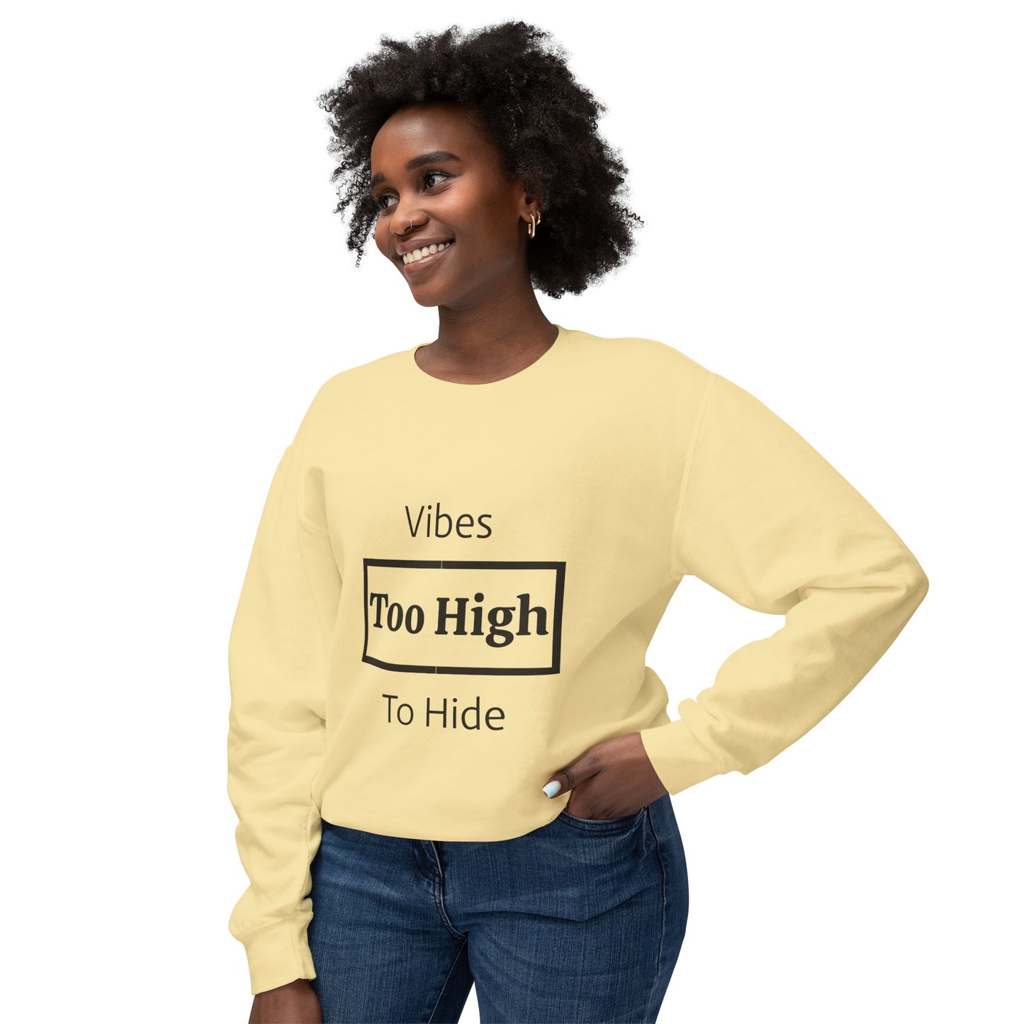 Vibes Too High Unisex Lightweight Crewneck Sweatshirt, Casual Wear, Street Style, Gift for Friends, Relaxed Vibes