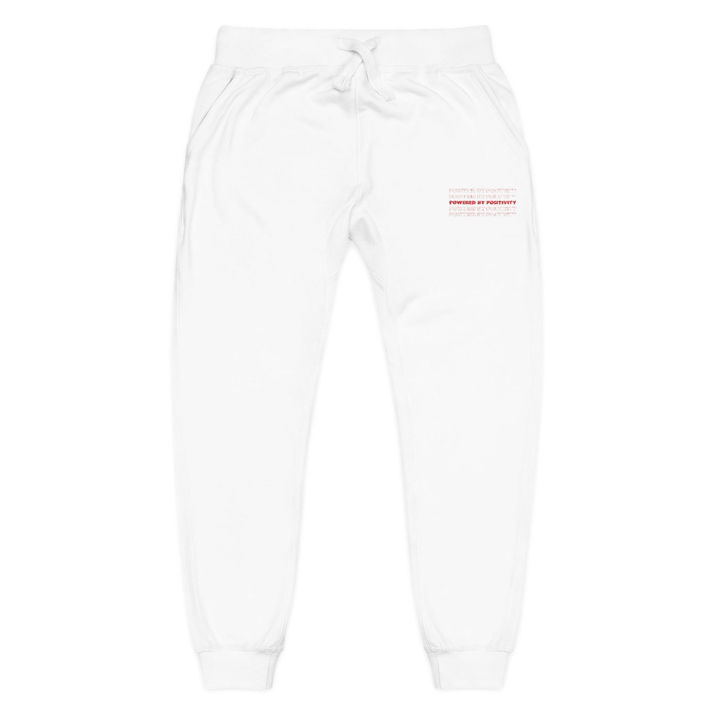 "Powered by Positivity" Cozy Embroidered Unisex Fleece Sweatpants, Comfortable Loungewear, Casual Streetwear, Perfect Gift for Any Occasion, Relaxing At Home