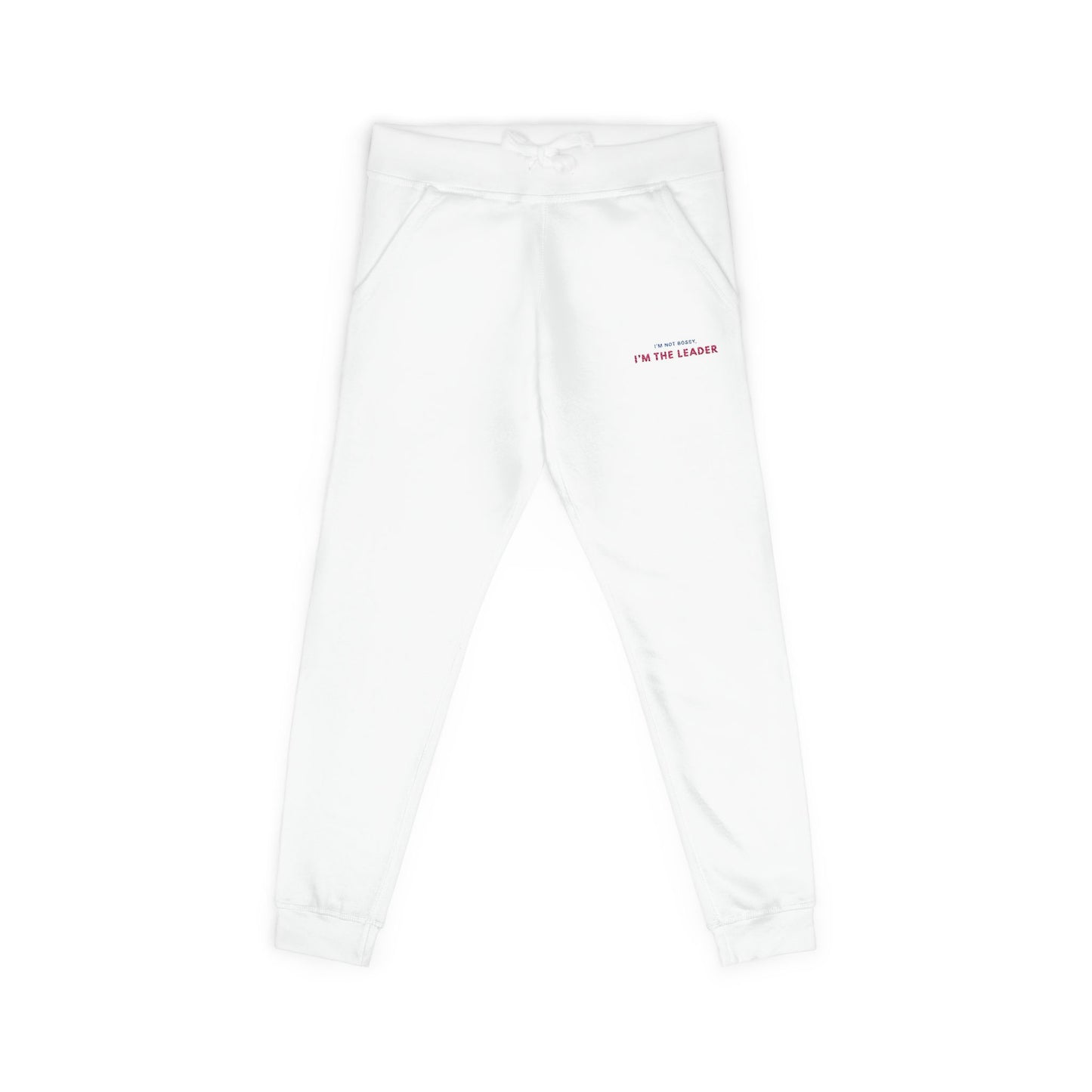 "I'm not Bossy, I'm the Leader" Cozy Unisex Fleece Sweatpants - Casual Comfort, Perfect for Lounging, Home, Holidays, Gift for Him / Her, Embroidered Style