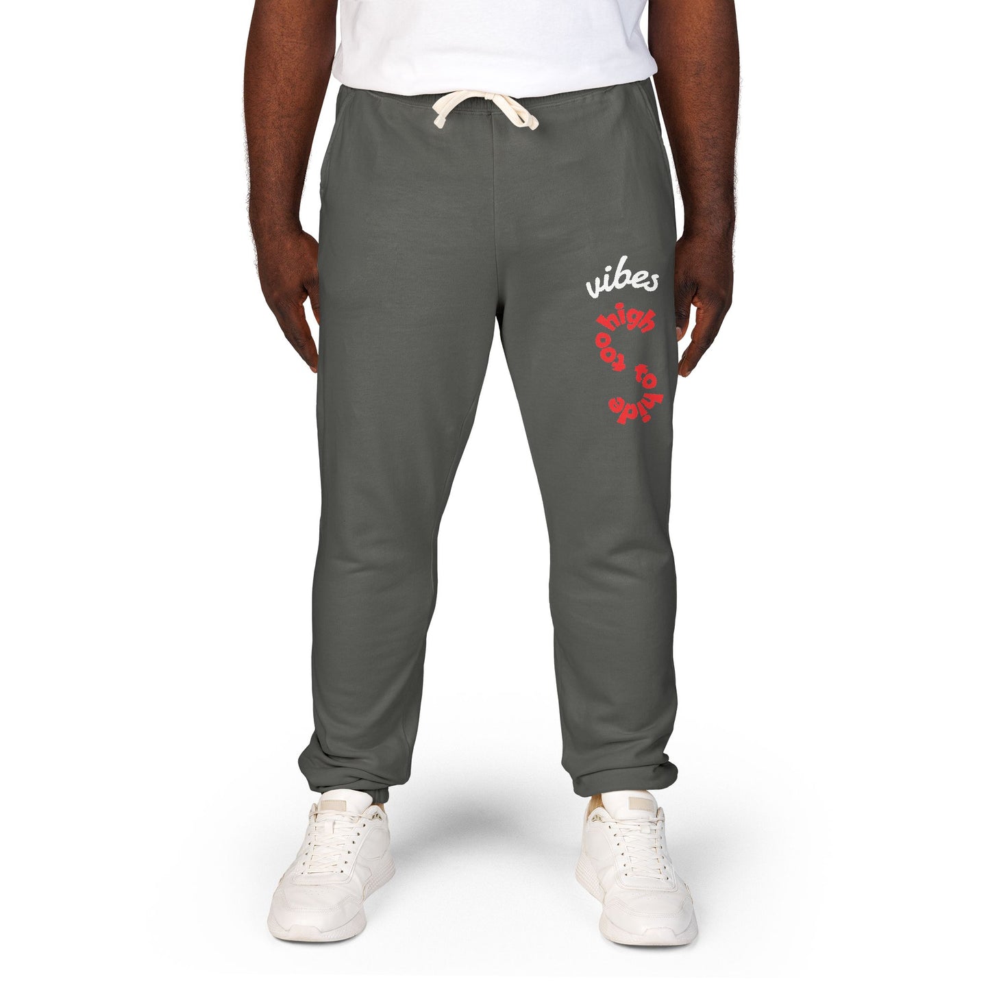 "Vibes Too High To Hide" Garment-Dyed Fleece Sweatpants | Cozy Sweatpants for Relaxation, Jogging, Casual Wear, Gift for Her, Comfortable Lounge Pants