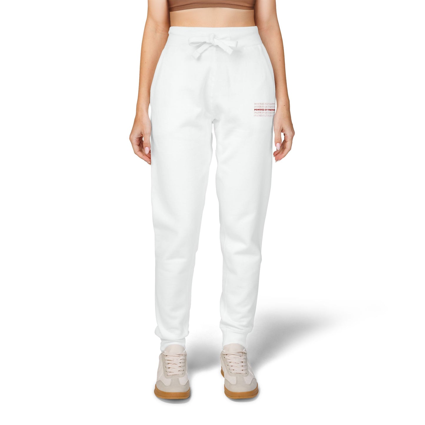"Powered by Positivity" Cozy Embroidered Unisex Fleece Sweatpants, Comfortable Loungewear, Casual Streetwear, Perfect Gift for Any Occasion, Relaxing At Home
