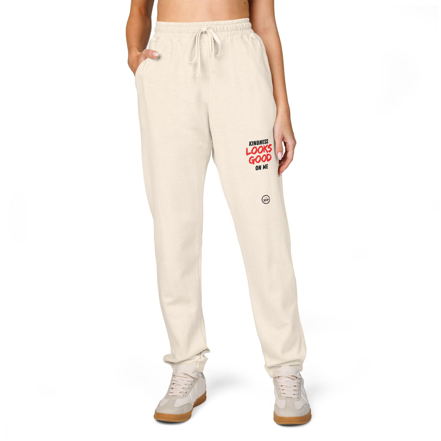 "Kindness Looks Good On Me" Cozy Vintage Fleece Sweatpants - Perfect for Lounging, Fitness, Home, Gifting, Unisex Style