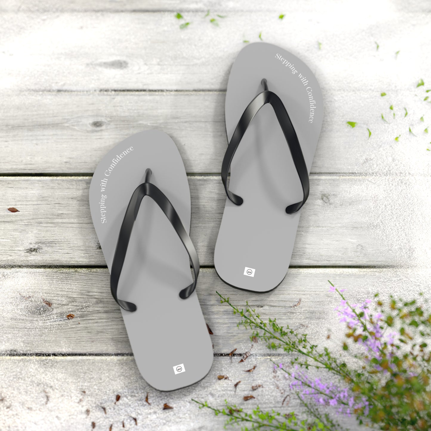 Stepping With Confidence-LIght Grey Flip Flops