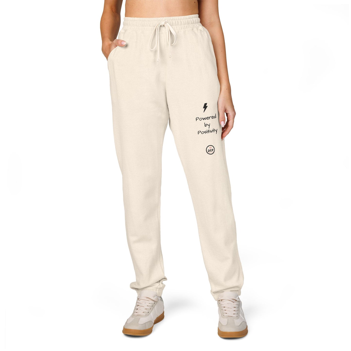 "Powered by Positivity" Cozy Unisex Sweatpants for Relaxing, Perfect for Chilling, Gift for Friends, Lounge Wear, Everyday Comfort