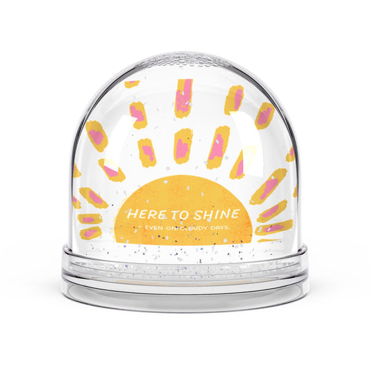 Snow Globe — “Here to Shine” Sunburst Motivational Keepsake