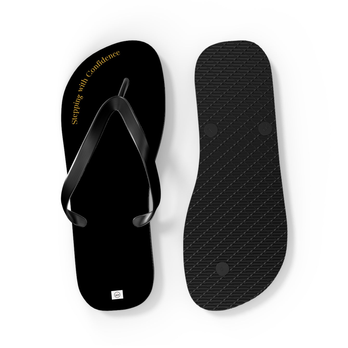 Stepping With Confidence-Black & Gold Flip Flops