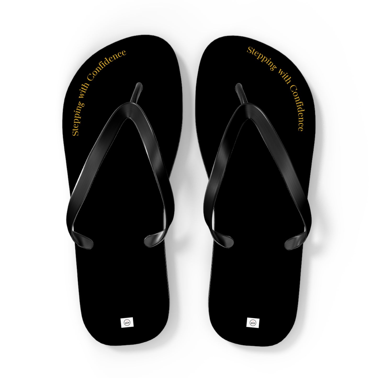 Stepping With Confidence-Black & Gold Flip Flops