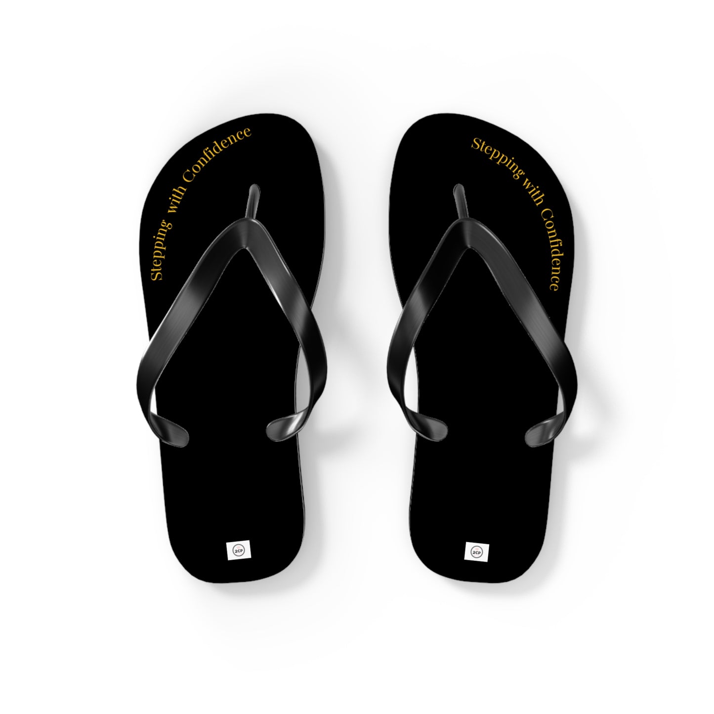 Stepping With Confidence-Black & Gold Flip Flops