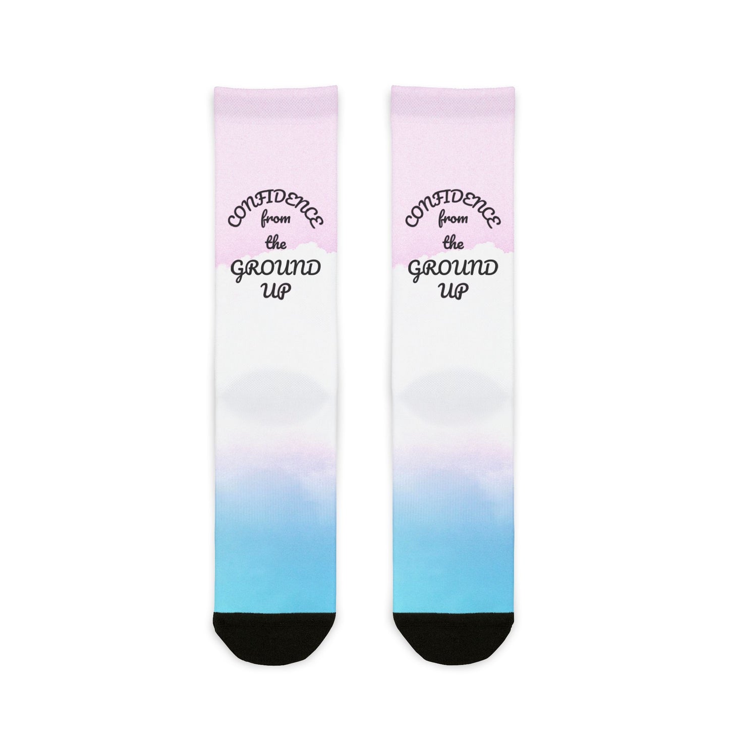 Confidence Sublimation Crew Socks | Fun Colorful Socks, Gift for Her, Motivational Socks, Trendy Fashion, Comfortable Accessory