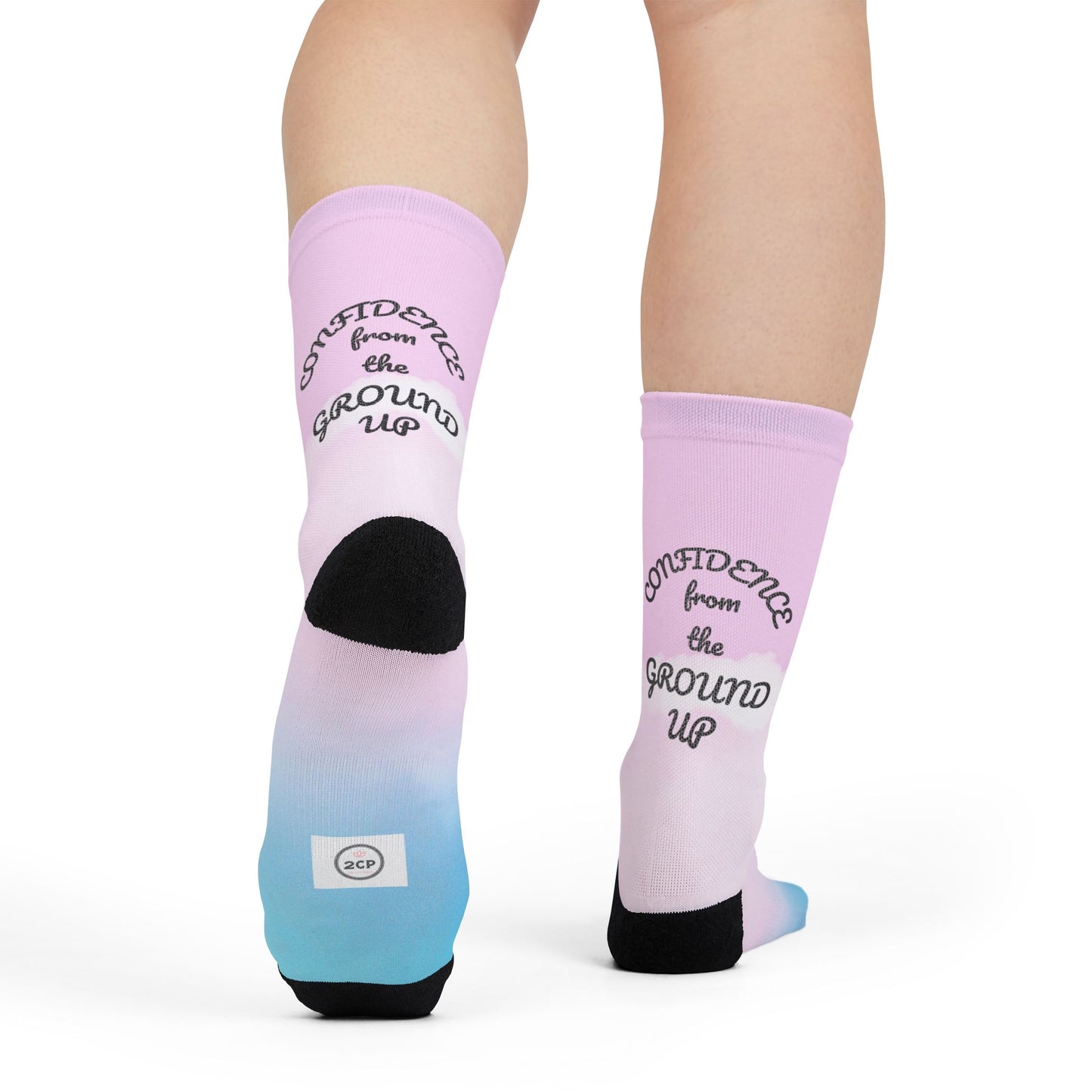 Confidence Sublimation Crew Socks | Fun Colorful Socks, Gift for Her, Motivational Socks, Trendy Fashion, Comfortable Accessory