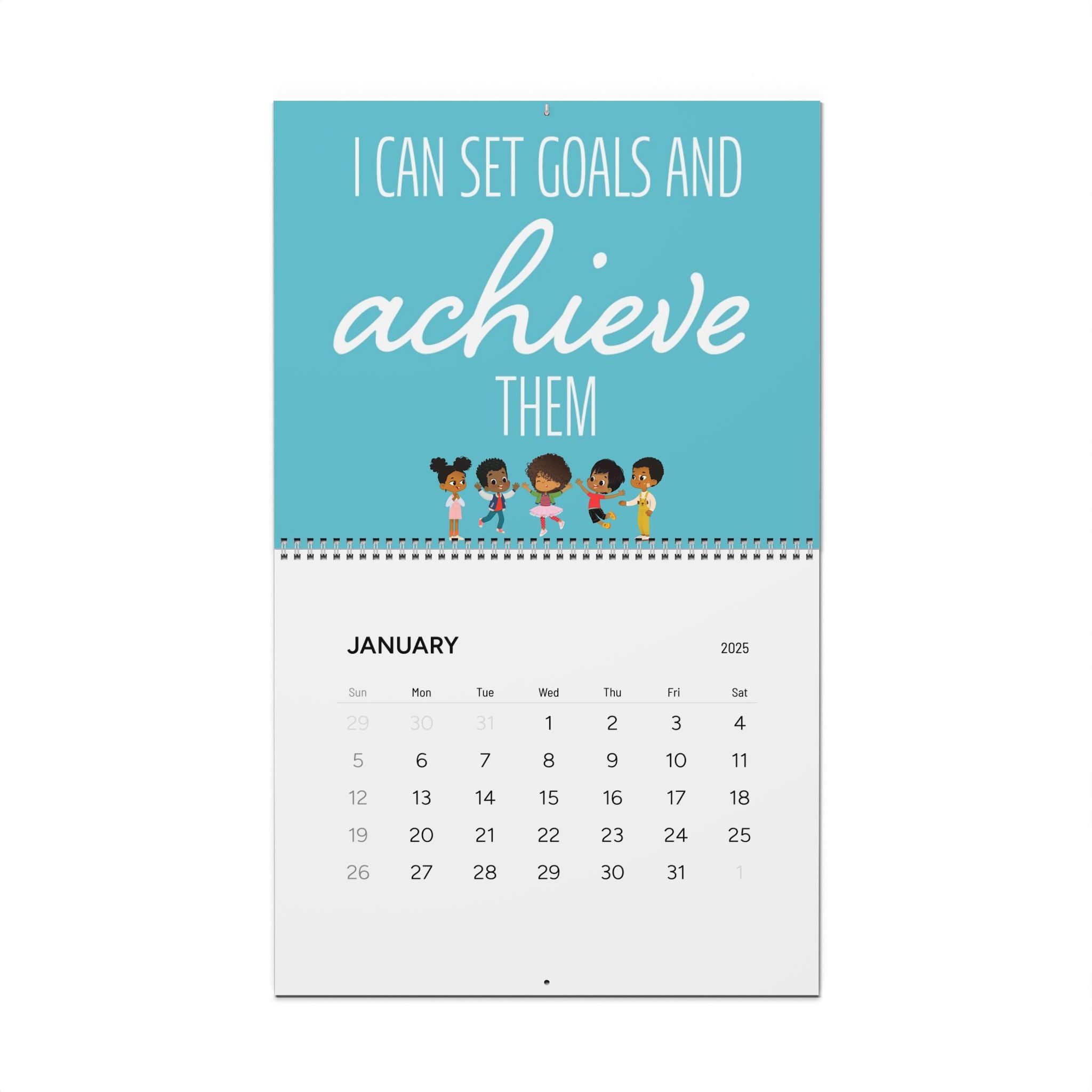 Kids Wall Calendar 2025 with Monthly Affirmations
