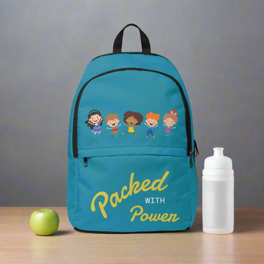 Empowering Kids Fabric Backpack - Packed with Power, School Bag, Children’s Backpack, Trendy Rucksack, Birthday Gift, Fun Travel Gear