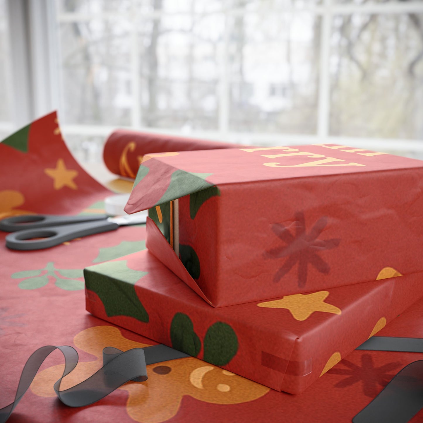 I Am Merry Wrapping Paper — Festive Gingerbread & Tree Holiday Gift Wrap