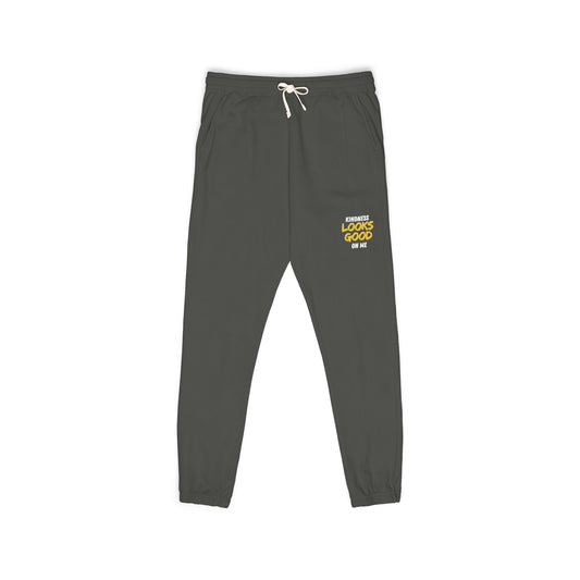 "Kindness Looks Good On Me" Cozy Vintage Fleece Sweatpants - Perfect for Lounging, Fitness, Home, Gifting, Unisex Style