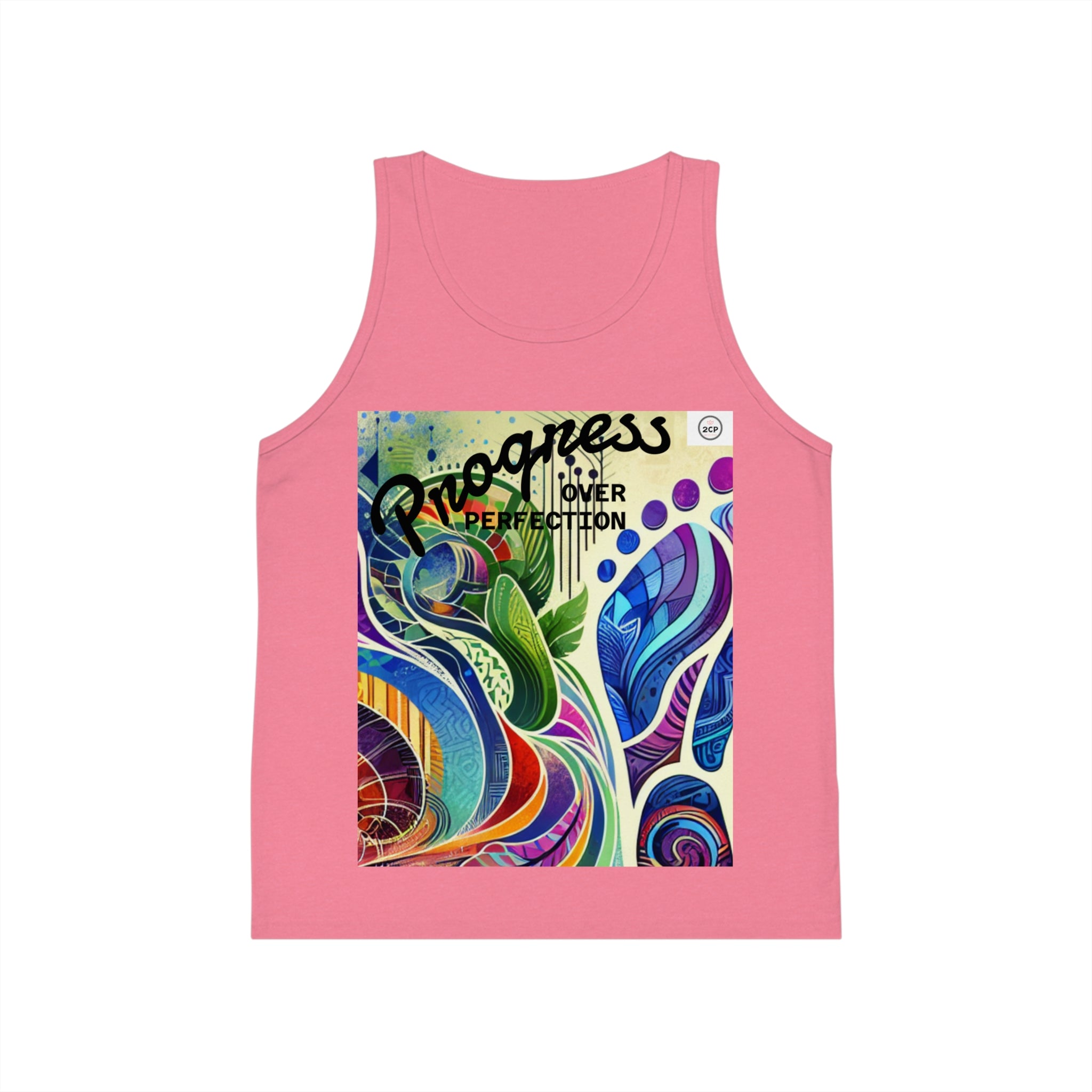 Colorful Kids Jersey Tank Top - "Progress Over Perfection"