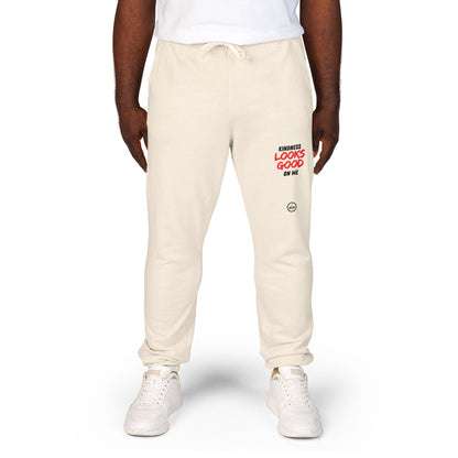 "Kindness Looks Good On Me" Cozy Vintage Fleece Sweatpants - Perfect for Lounging, Fitness, Home, Gifting, Unisex Style