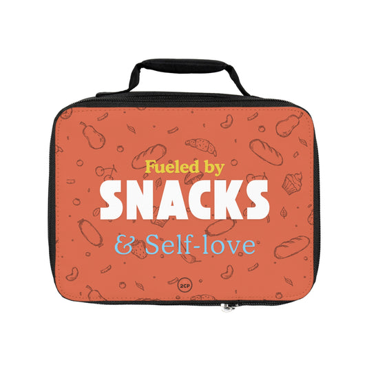 " Fueled by snacks & self love" Snack Lovers Lunch Bag - Perfect for Work, School, Picnics, or Self-Love Days | Insulated, Fun Design, Gift for Foodies, Kids, Adults