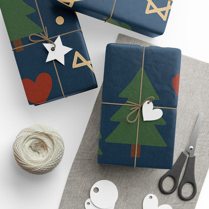 Holiday Wrapping Paper – "I Am Loved" Dreidel, Menorah & Tree Holiday Gift Wrap