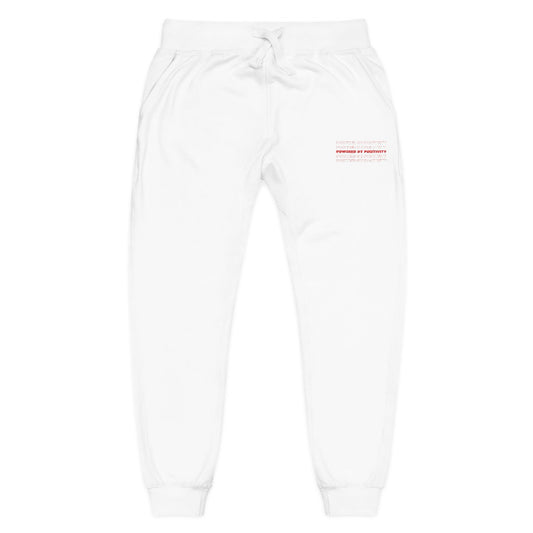 "Powered by Positivity" Cozy Embroidered Unisex Fleece Sweatpants, Comfortable Loungewear, Casual Streetwear, Perfect Gift for Any Occasion, Relaxing At Home
