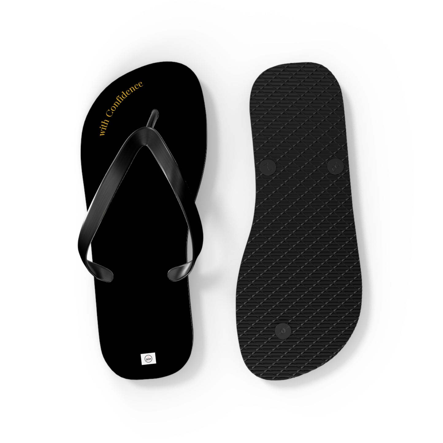 Stepping With Confidence-Black & Gold Flip Flops
