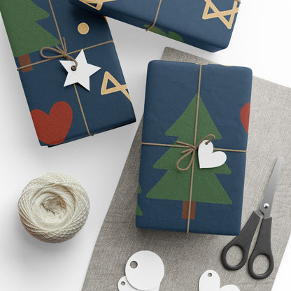 Holiday Wrapping Paper – "I Am Loved" Dreidel, Menorah & Tree Holiday Gift Wrap