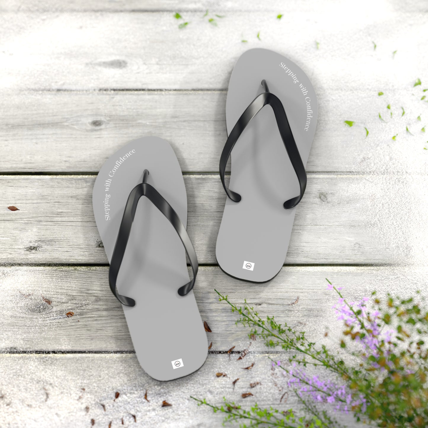 Stepping With Confidence-LIght Grey Flip Flops