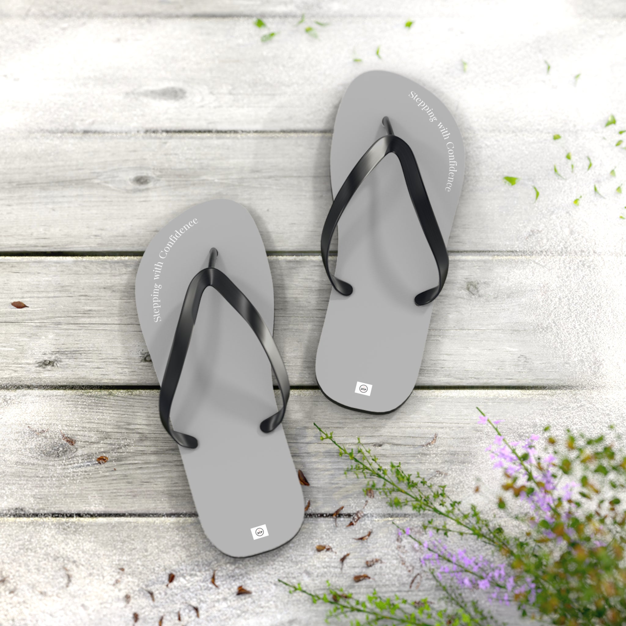 Stepping With Confidence-LIght Grey Flip Flops