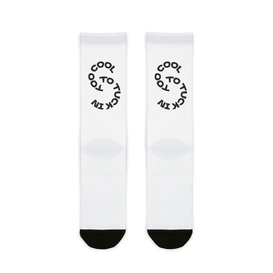 Too Cool Statement Crew Socks | Fun Gift for Teens, Trendy Streetwear, Casual Style, Unique Fashion Accessories, Great for Gifting