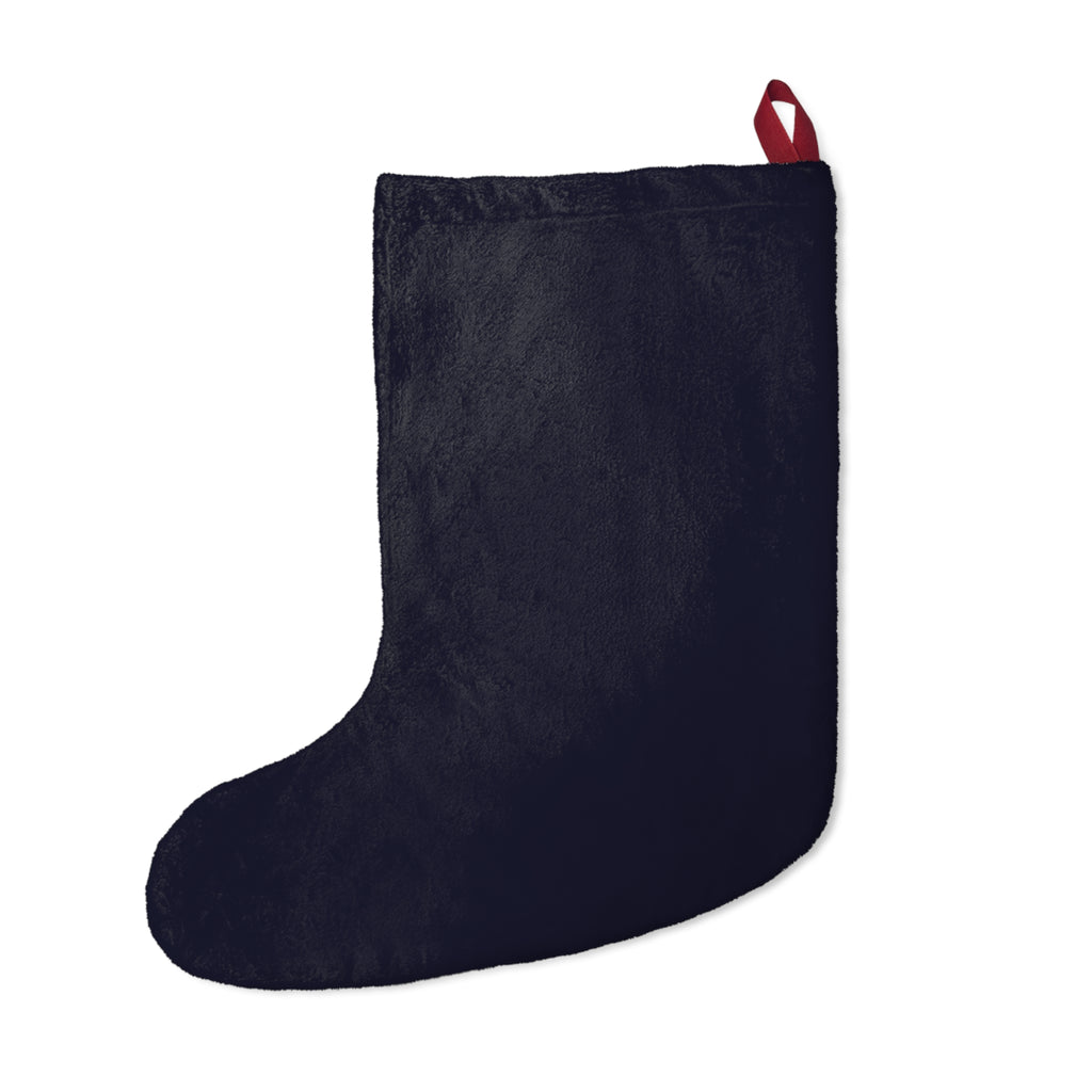 Personalized navy Christmas stocking with child's name in gold and "I am loved." affirmation – additional view