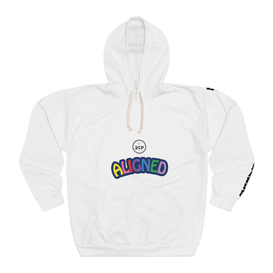Aligned Graphic Hoodie — Colorful 'Aligned' Logo Pullover