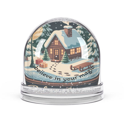 Snow Globe – "Believe in Your Magic" Winter Cabin Holiday Decor