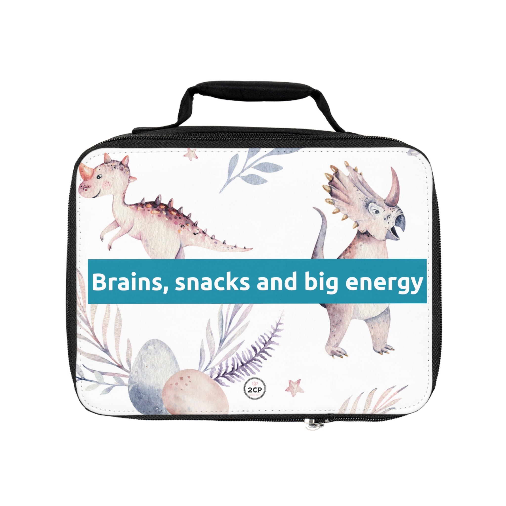 Brains, snacks and big energy dinosaur-Themed Lunch Box/Bag for Kids