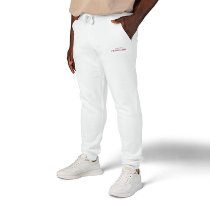 "I'm not Bossy, I'm the Leader" Cozy Unisex Fleece Sweatpants - Casual Comfort, Perfect for Lounging, Home, Holidays, Gift for Him / Her, Embroidered Style