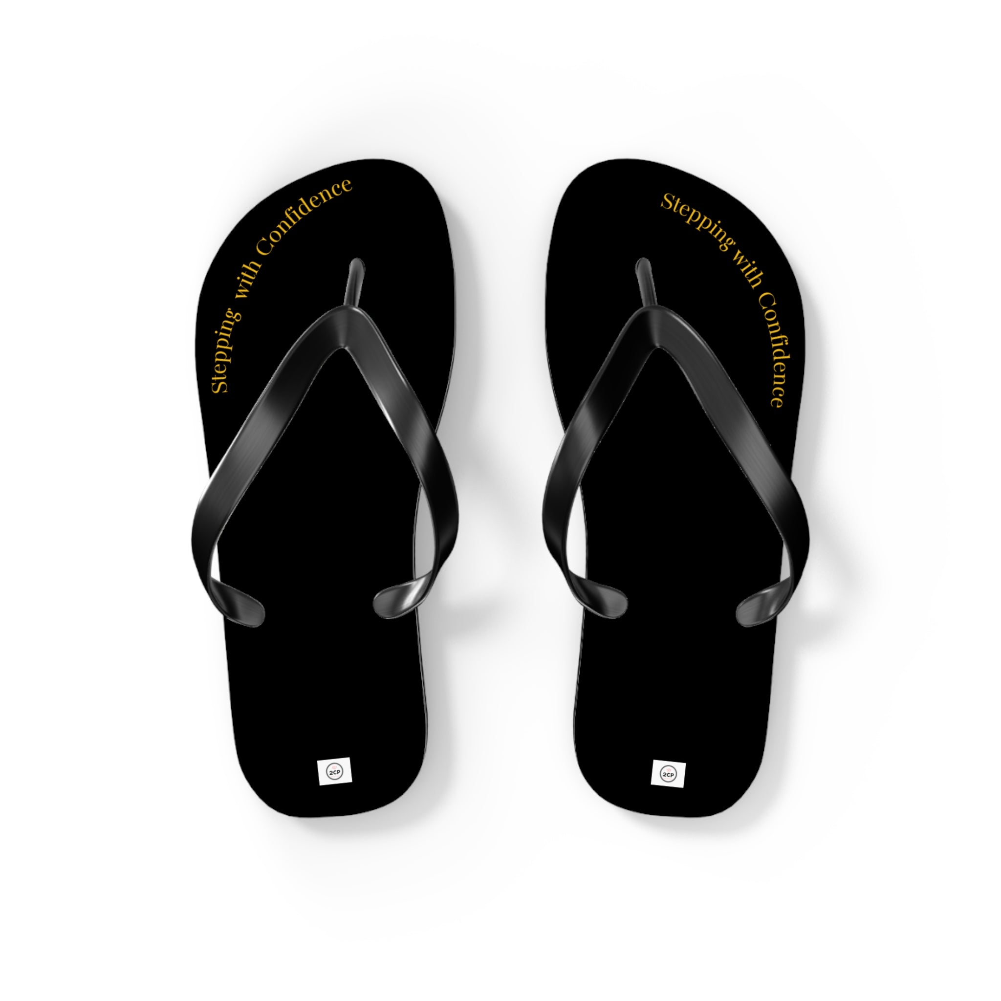 Stepping With Confidence-Black & Gold Flip Flops