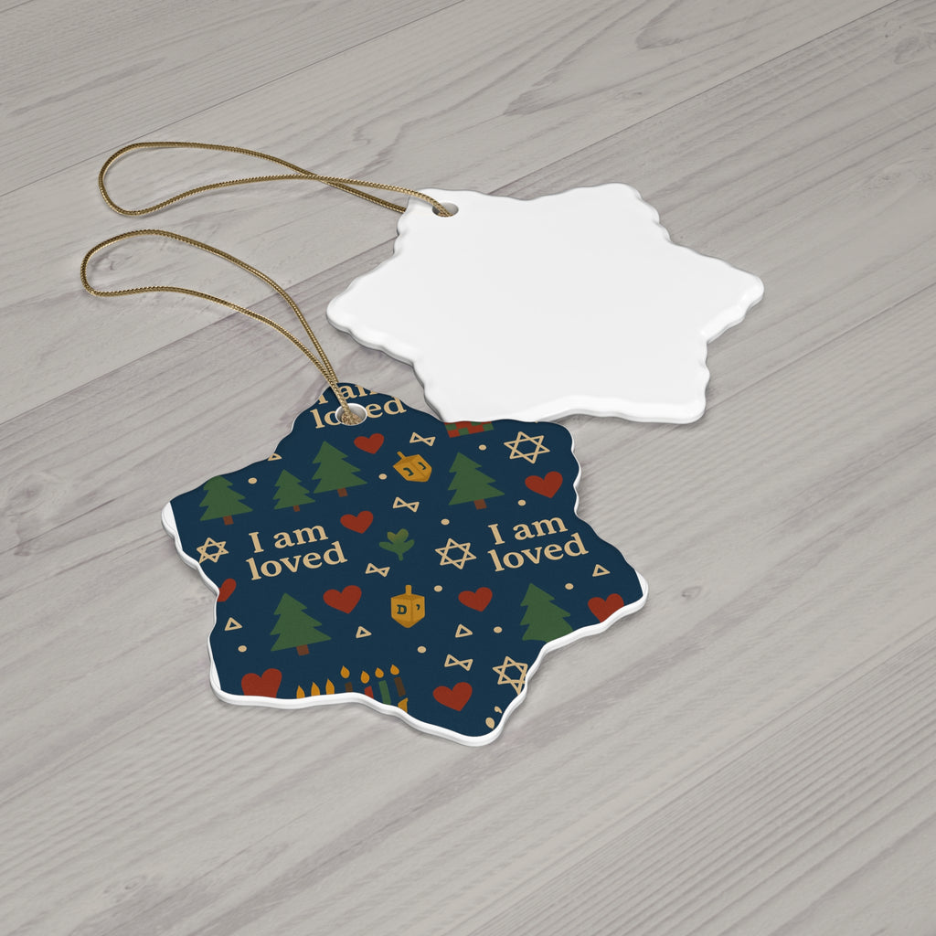 I Am Loved ceramic affirmation ornament – alternate view