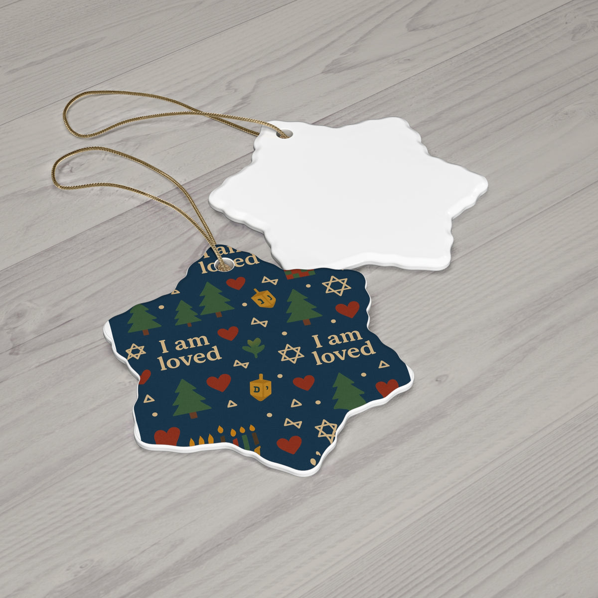 I Am Loved ceramic affirmation ornament – alternate view