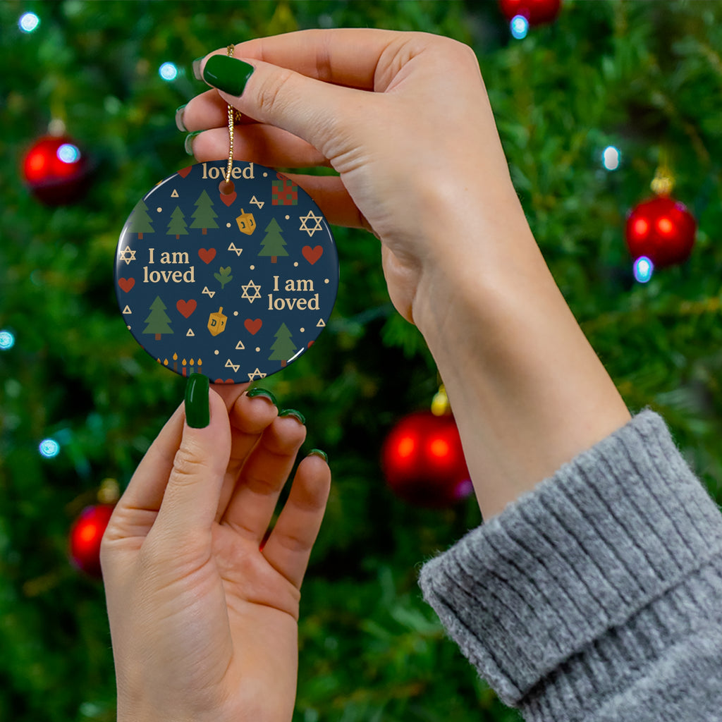I Am Loved ceramic affirmation ornament – alternate view