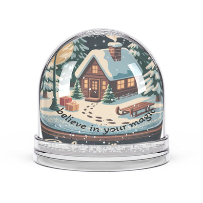 Snow Globe – "Believe in Your Magic" Winter Cabin Holiday Decor
