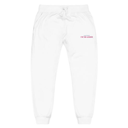 "I'm not Bossy, I'm the Leader" Cozy Unisex Fleece Sweatpants - Casual Comfort, Perfect for Lounging, Home, Holidays, Gift for Him / Her, Embroidered Style