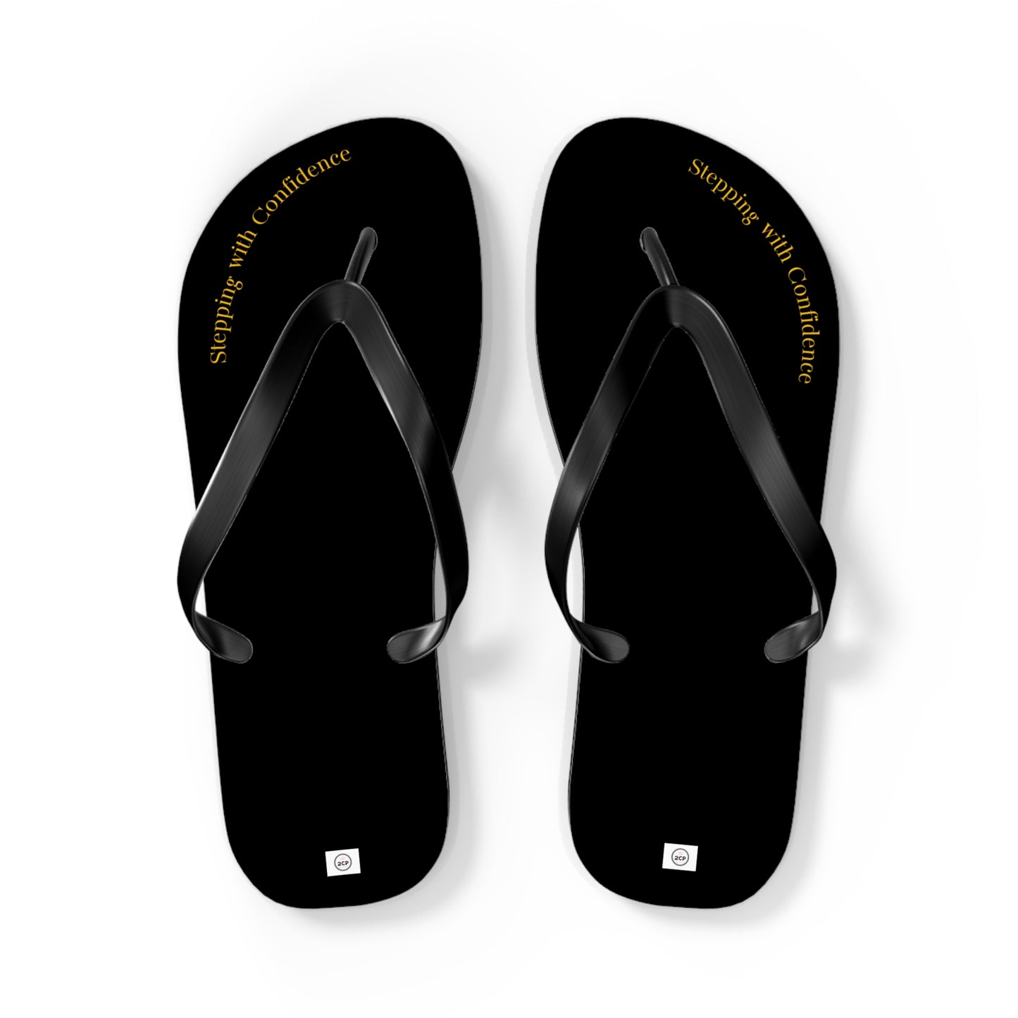 Stepping With Confidence-Black & Gold Flip Flops
